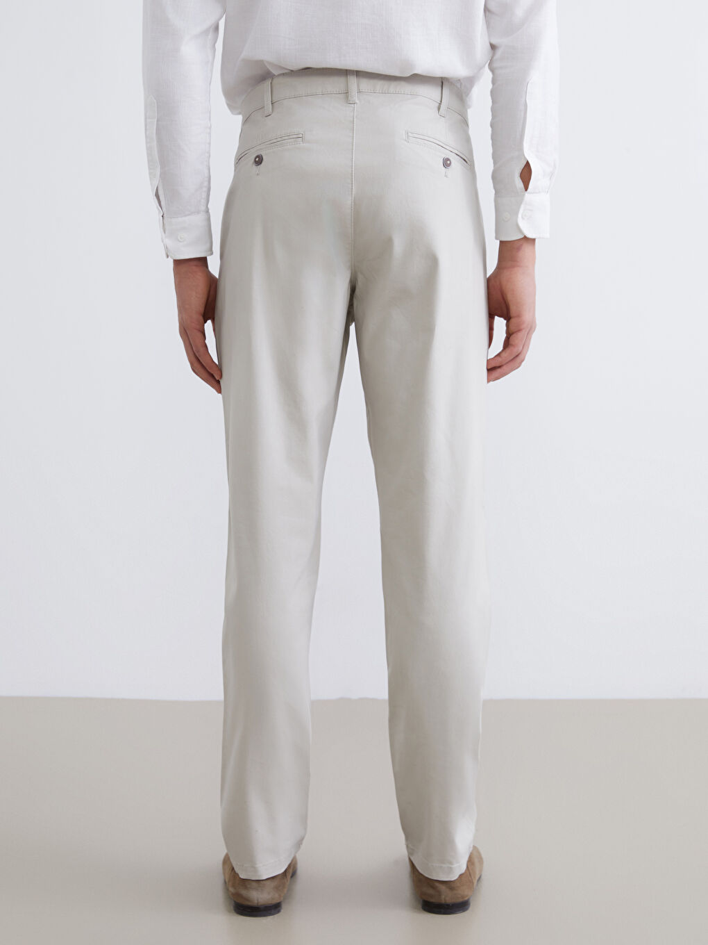 Bej Dar Kalıp Erkek Chino Pantolon-3