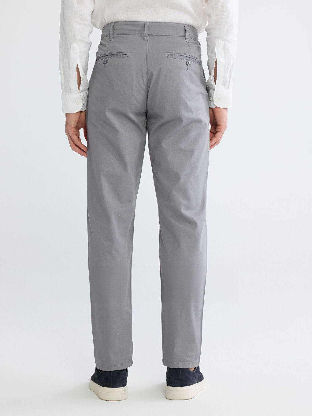 Gri Dar Kalıp Erkek Chino Pantolon-3