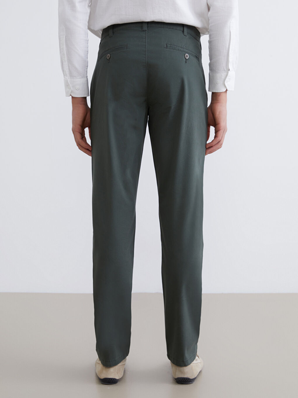 Haki Dar Kalıp Erkek Chino Pantolon-3