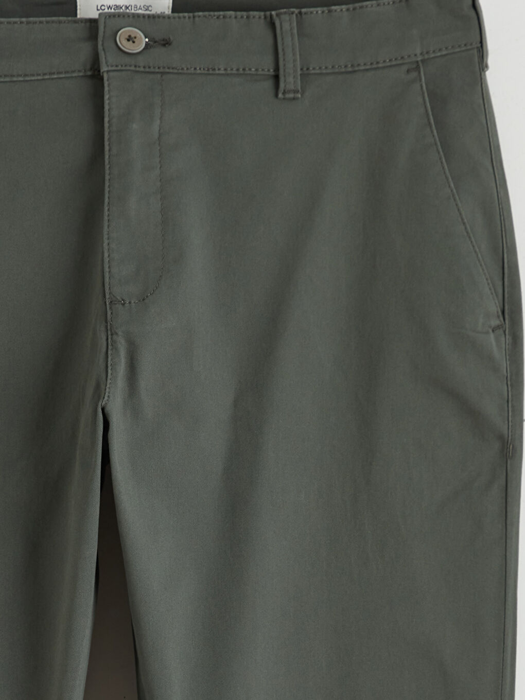 Haki Dar Kalıp Erkek Chino Pantolon-5