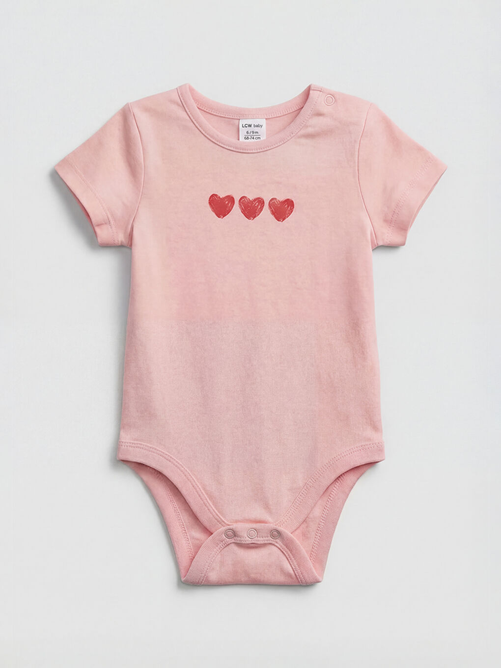 Body cu capse pentru fetițe, cu imprimeu cu inimi, set de 2 bucăți-2