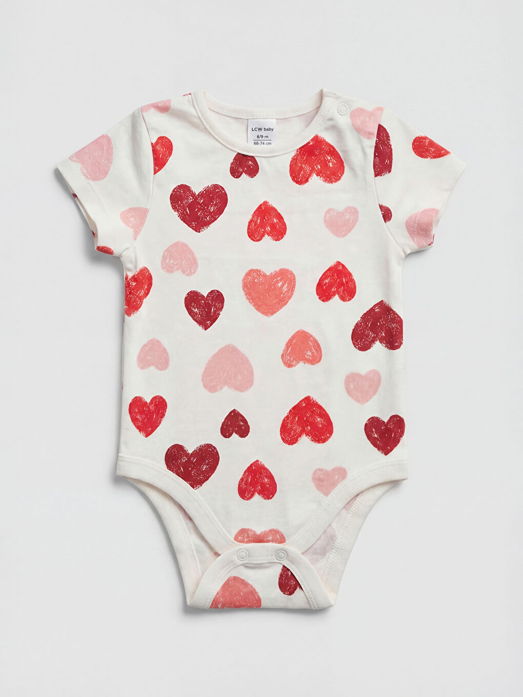 Body cu capse pentru fetițe, cu imprimeu cu inimi, set de 2 bucăți-4