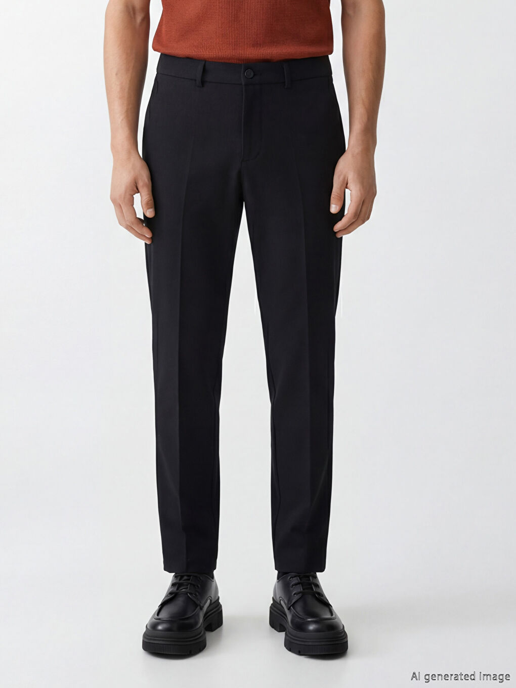 Siyah Standart Kalıp Erkek Pantolon-1