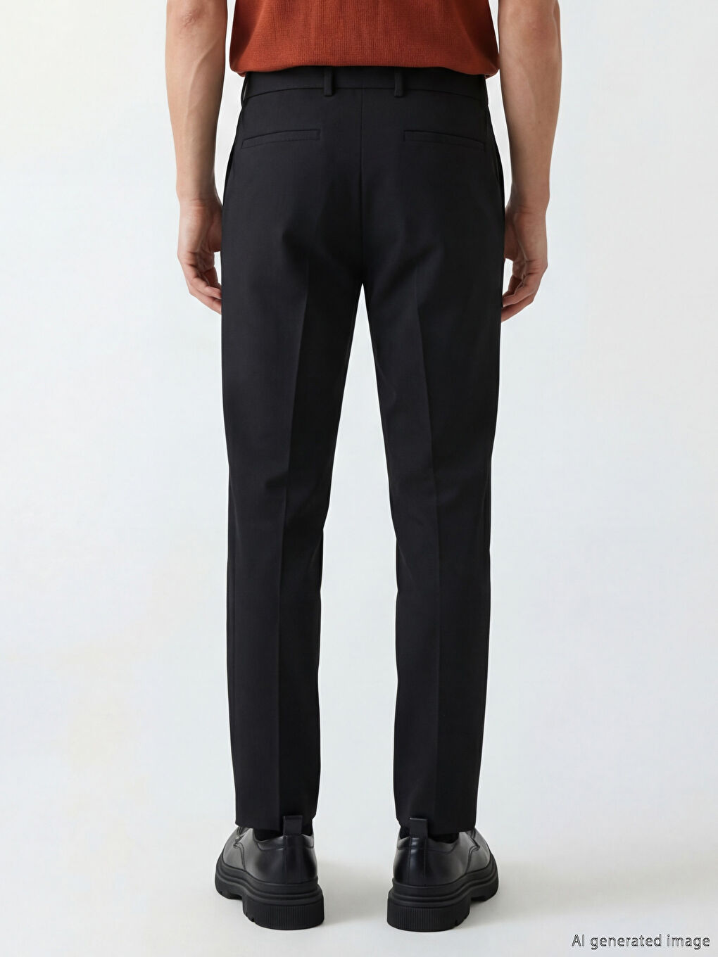 Siyah Standart Kalıp Erkek Pantolon-2