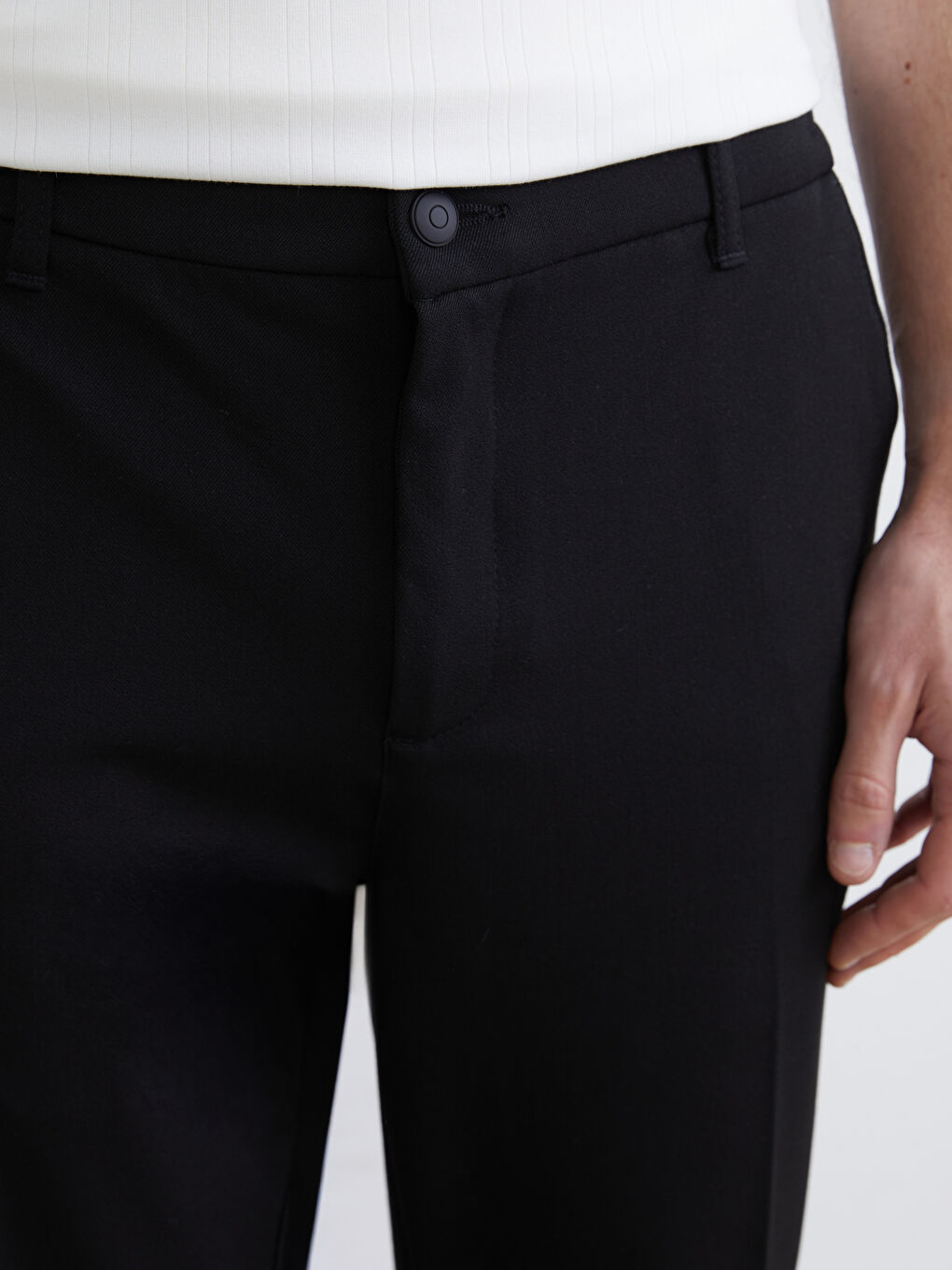 Siyah Standart Kalıp Erkek Pantolon-2