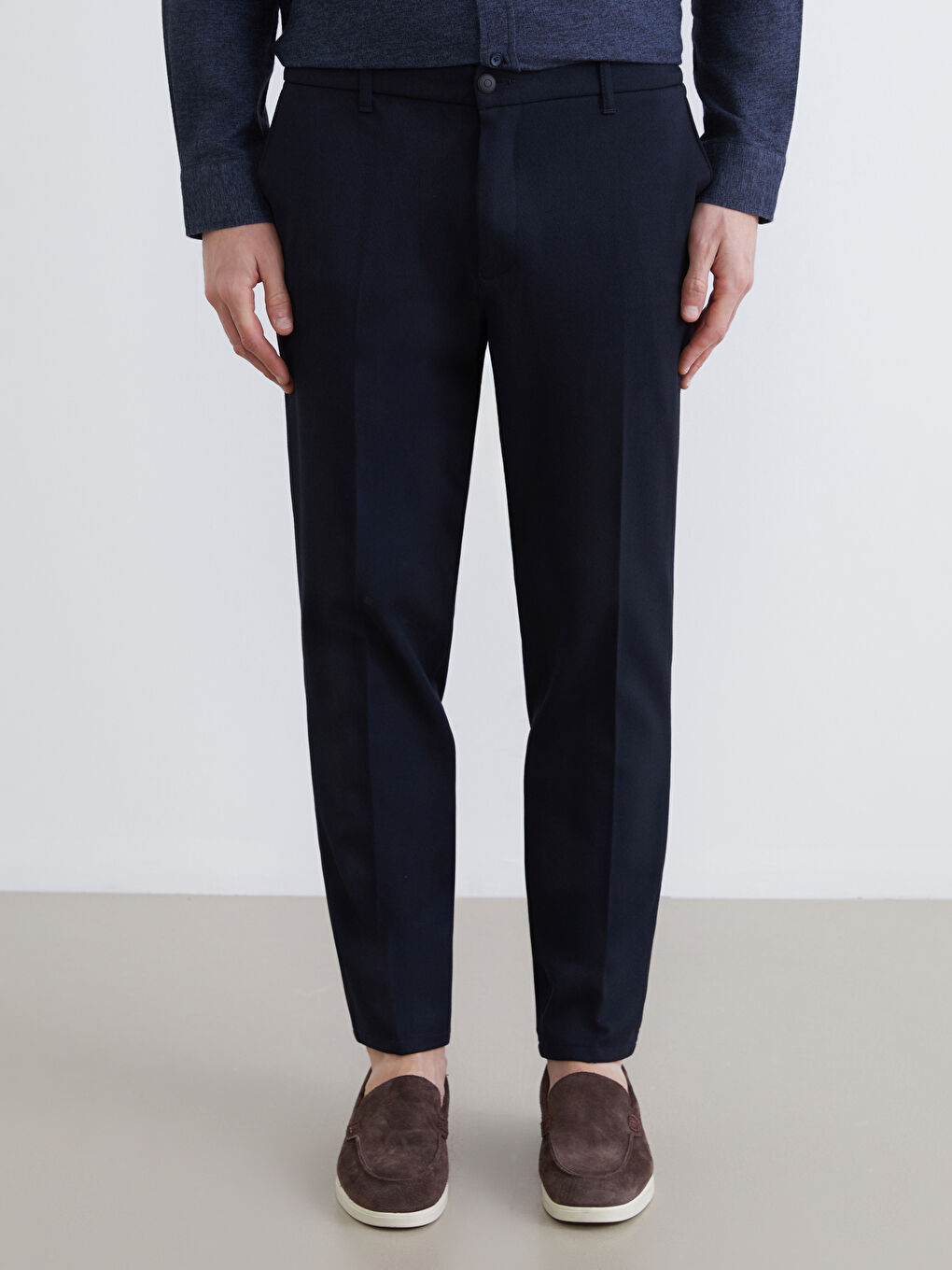 Lacivert Standart Kalıp Erkek Pantolon-1
