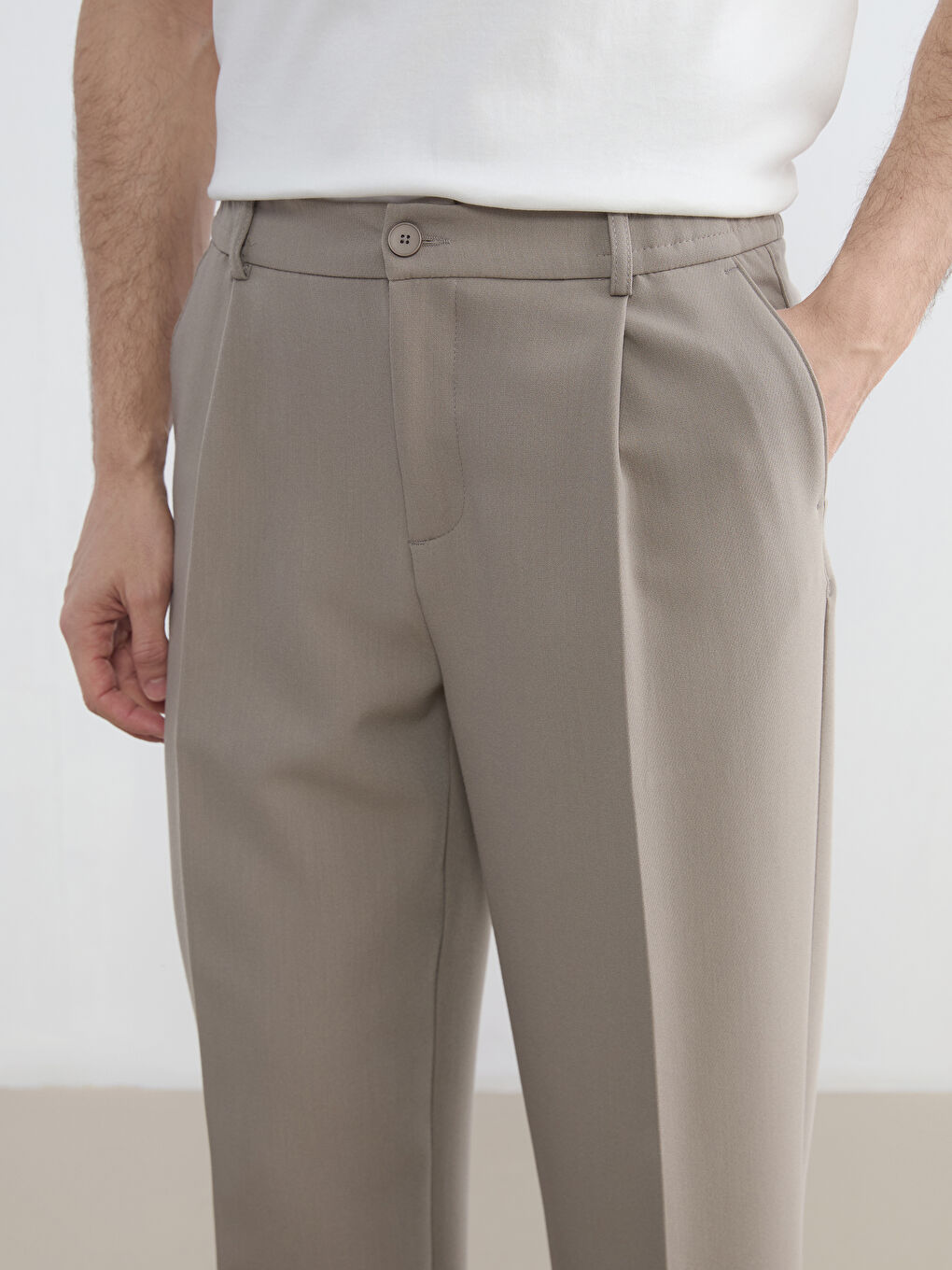 Bej Rahat Kalıp Erkek Pantolon-2