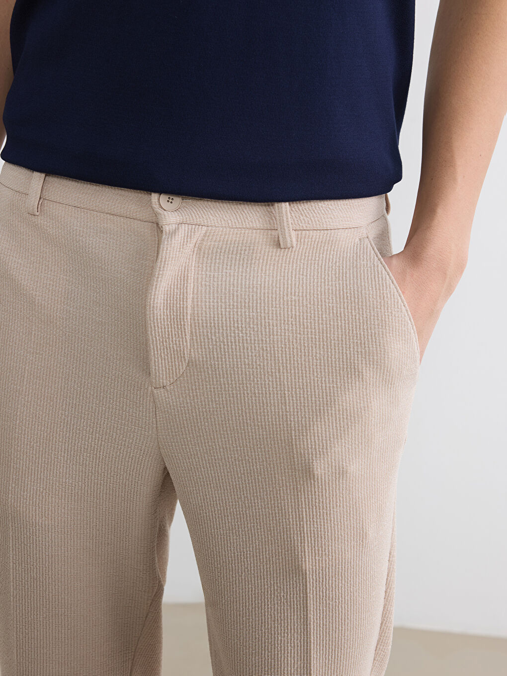 Bej Slim Fit Erkek Pantolon-2