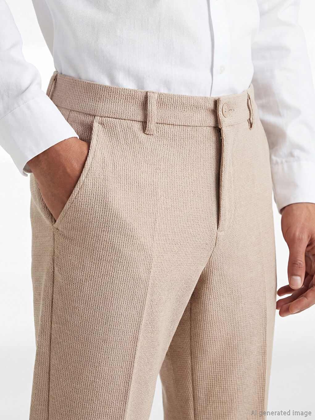 Bej Slim Fit Erkek Pantolon-3