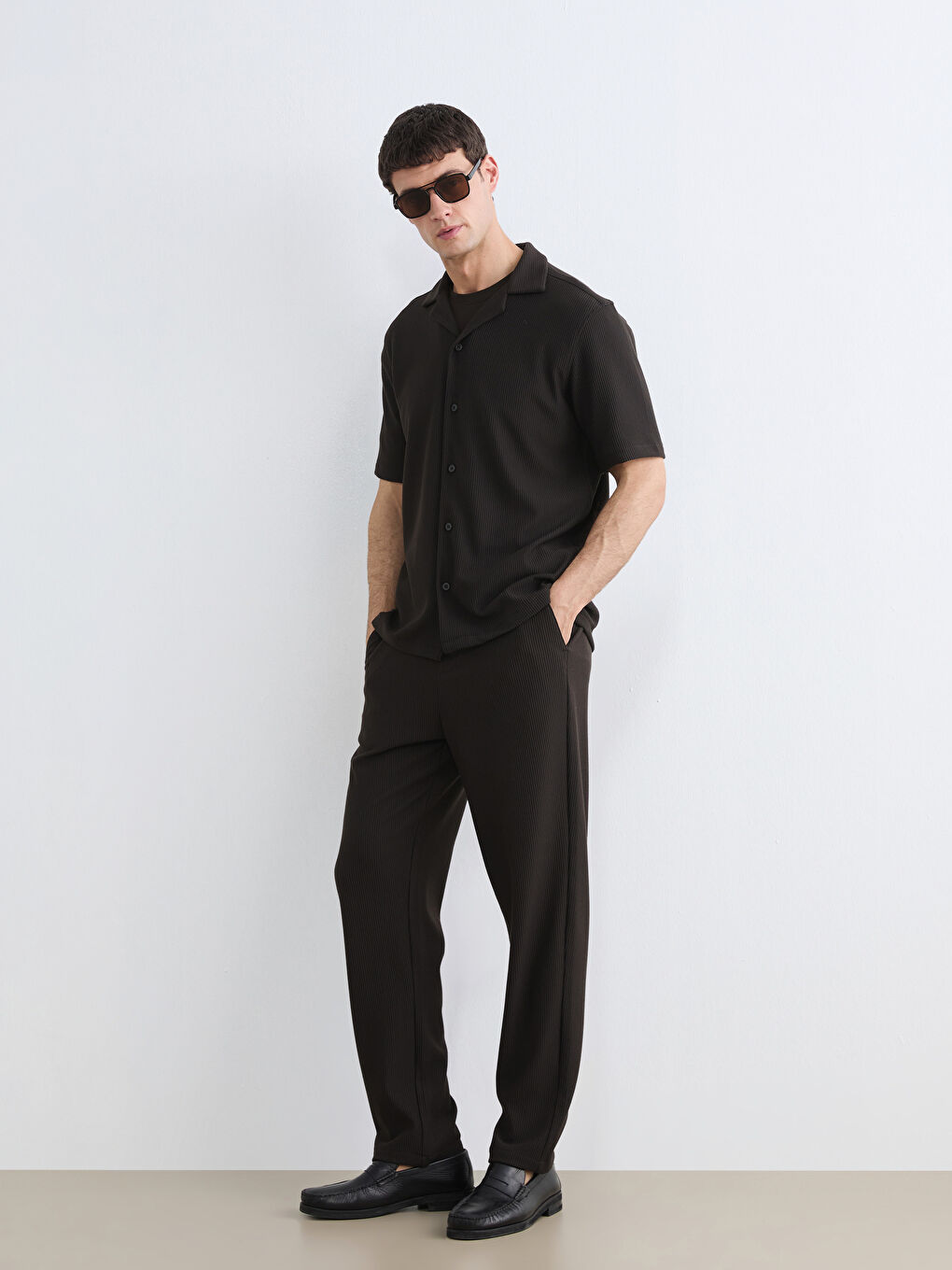 Kahverengi Standart Kalıp Fitilli Erkek Pantolon