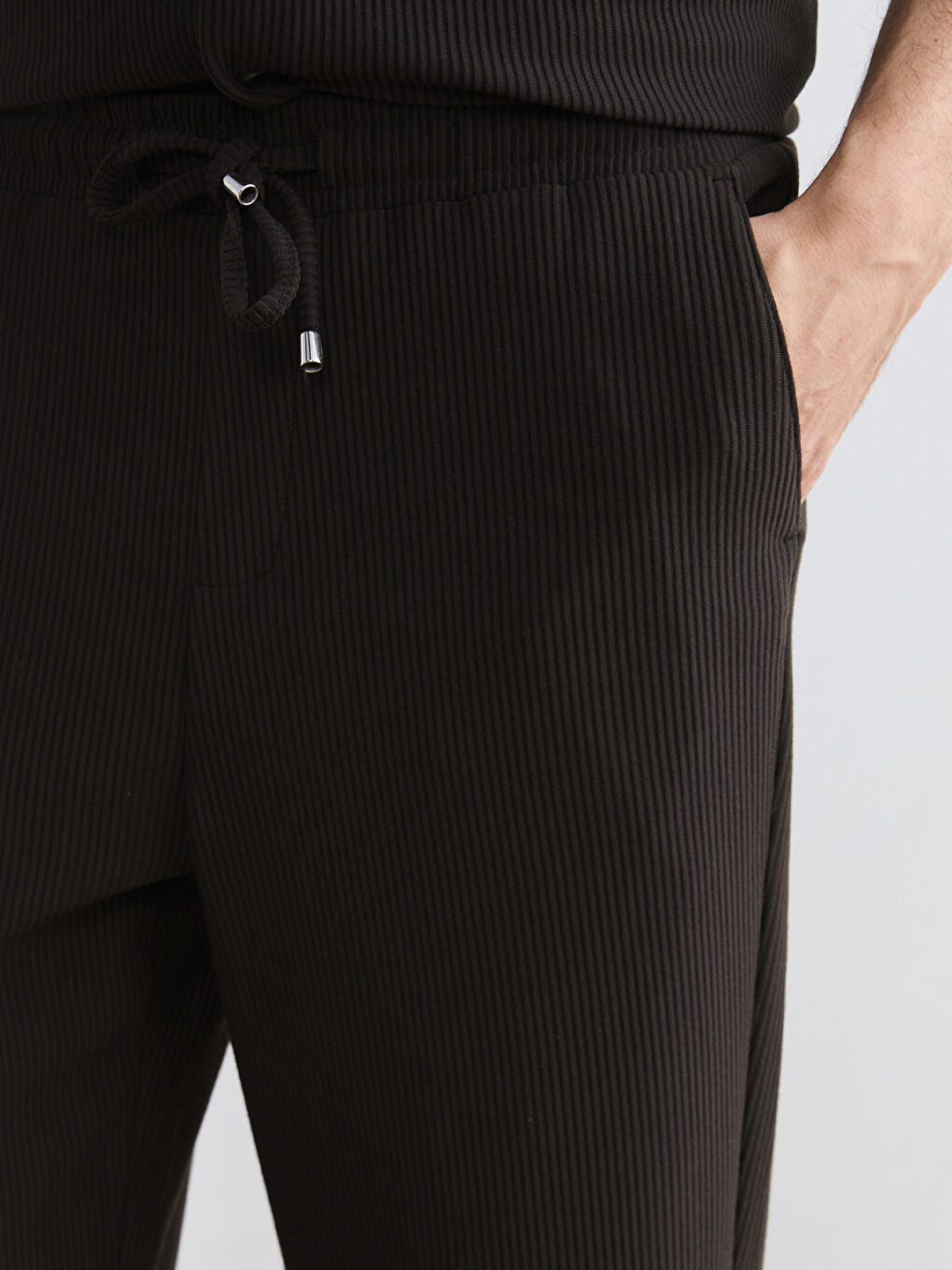 Kahverengi Standart Kalıp Fitilli Erkek Pantolon-2