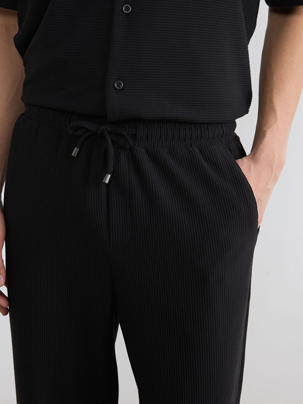 Men's Regular Fit Ribbed Trousers-2