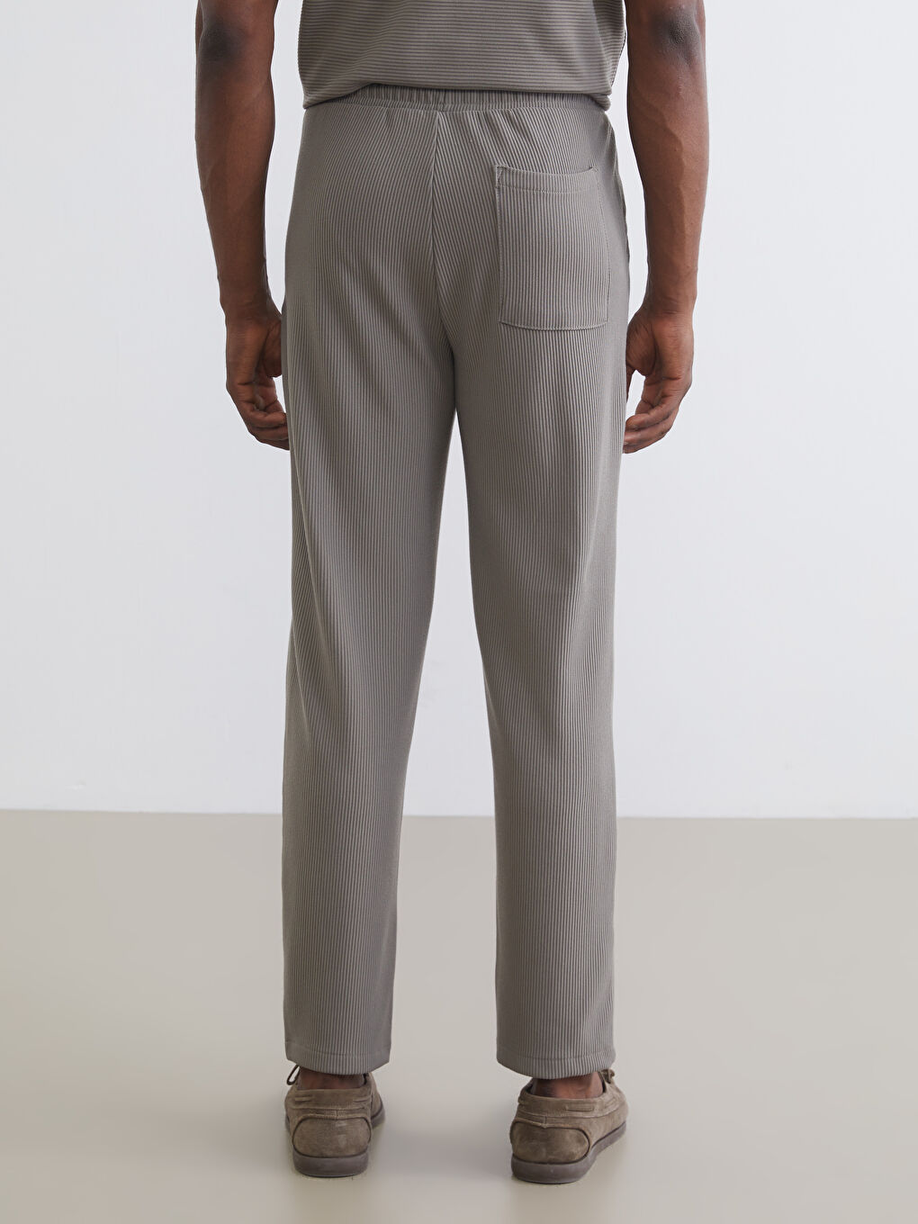 Yeşil Standart Kalıp Fitilli Erkek Pantolon-3