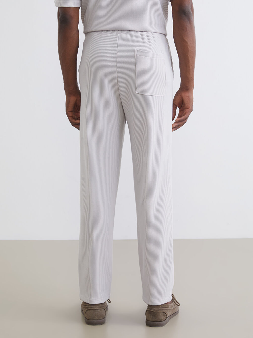 Bej Standart Kalıp Fitilli Erkek Pantolon-3