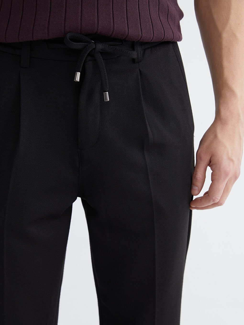 Siyah Standart Kalıp Erkek Pantolon-2