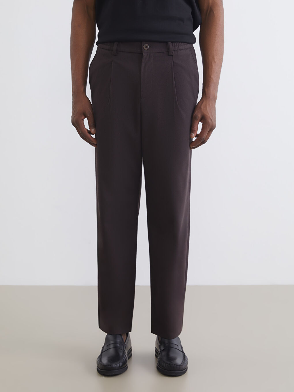 Kahverengi Standart Kalıp Erkek Pantolon-1