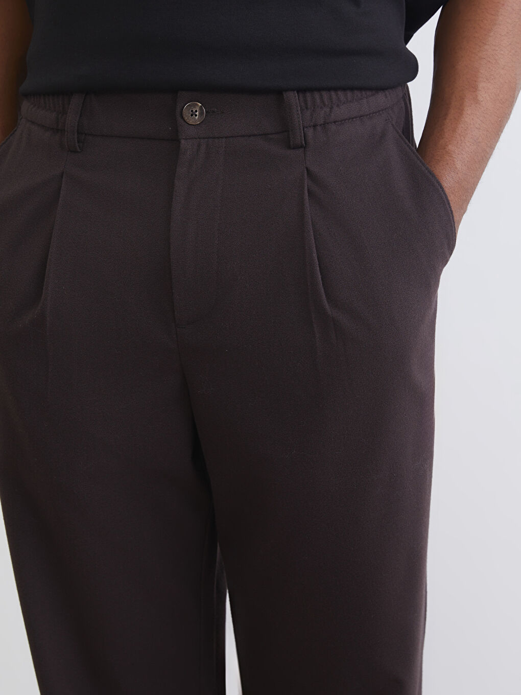 Kahverengi Standart Kalıp Erkek Pantolon-2