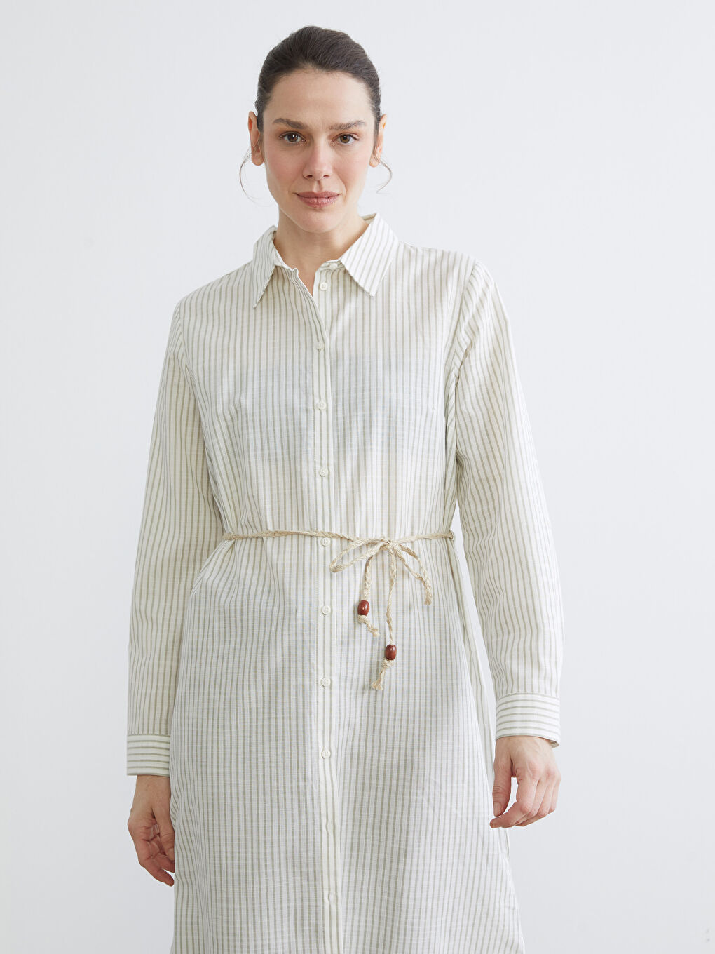 Striped belted tunic shirt.-1