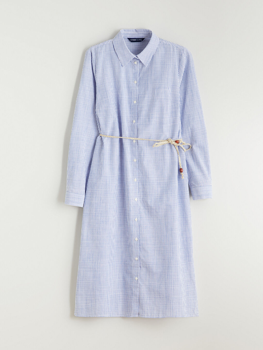 Striped belted tunic shirt for women.-4