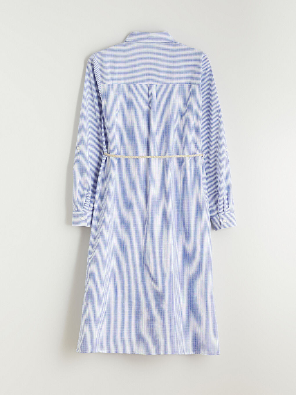 Striped belted tunic shirt for women.-5