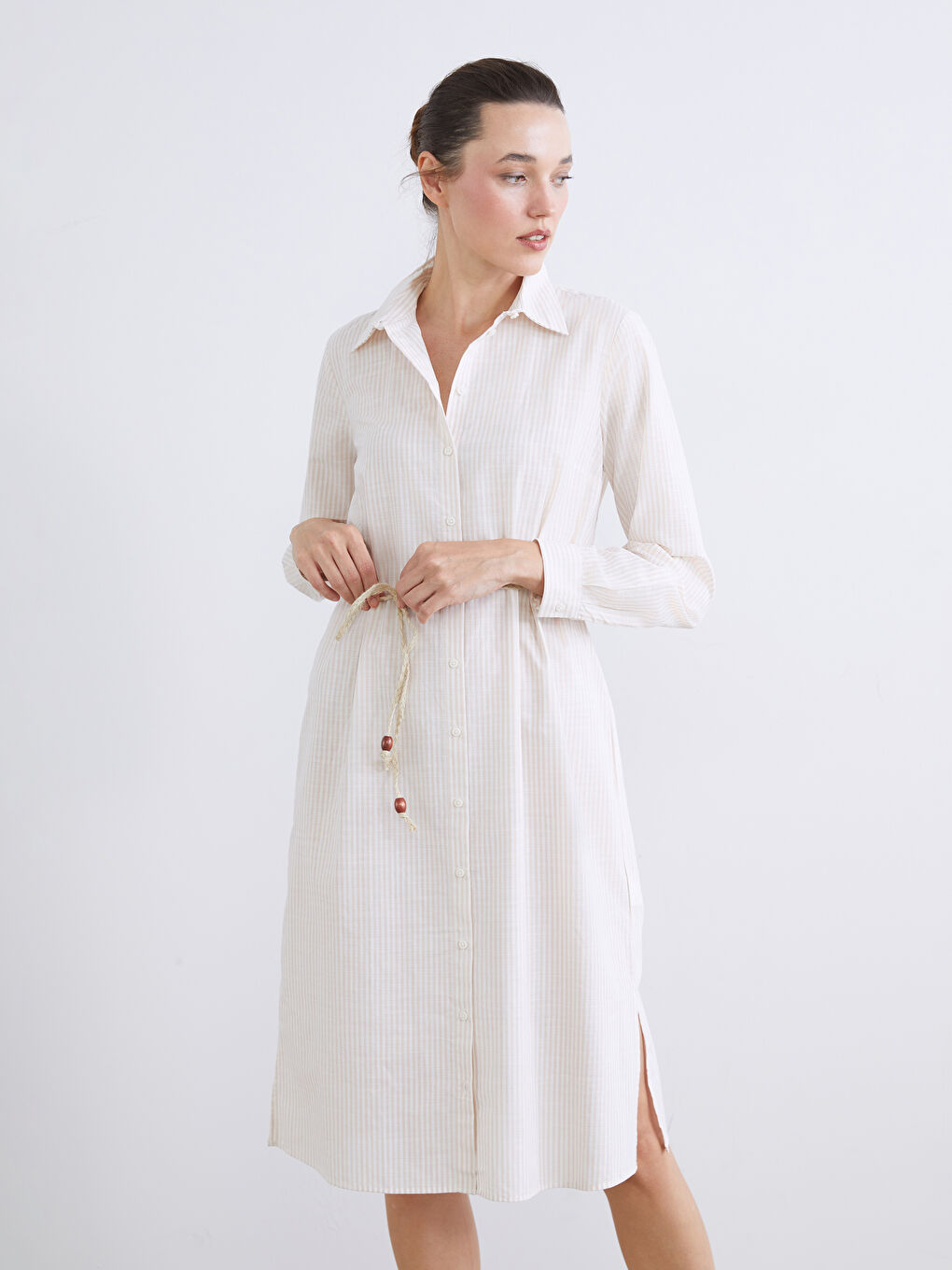 Striped belted tunic shirt.-1