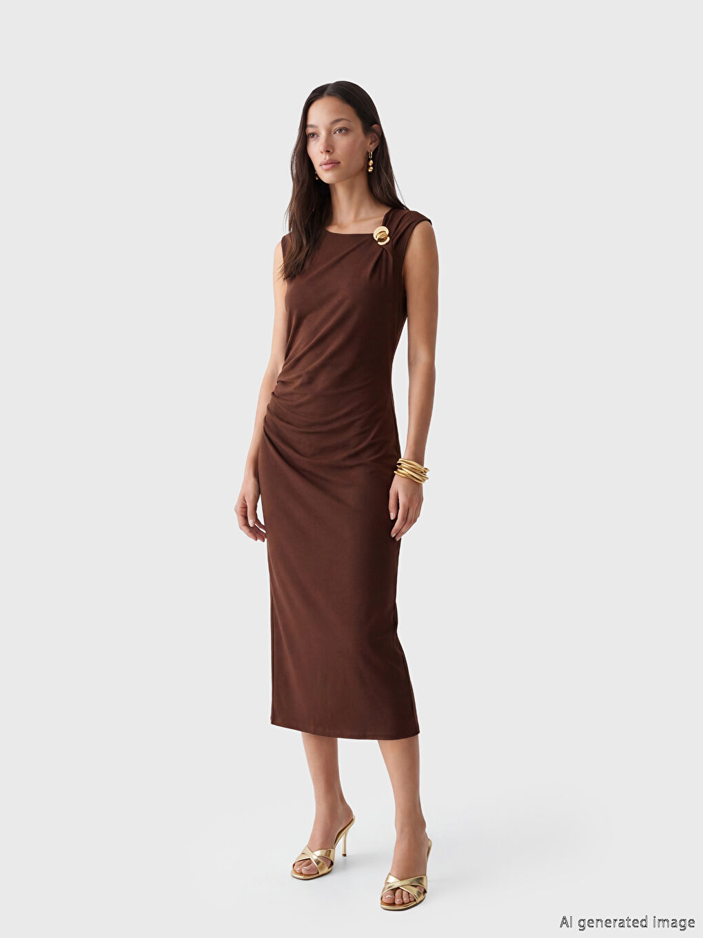 Metal Appliquéd Ruched Dress-1