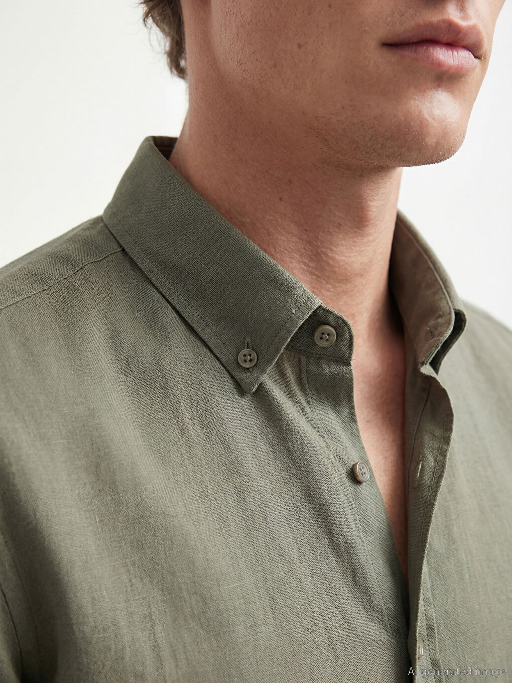 Haki Regular Fit Armürlü Erkek Gömlek-2