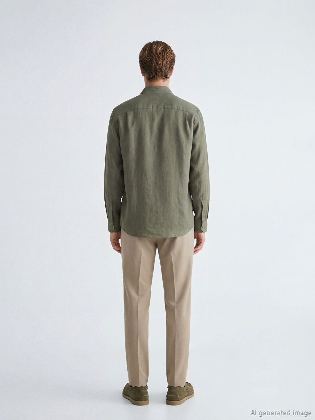 Haki Regular Fit Armürlü Erkek Gömlek-3