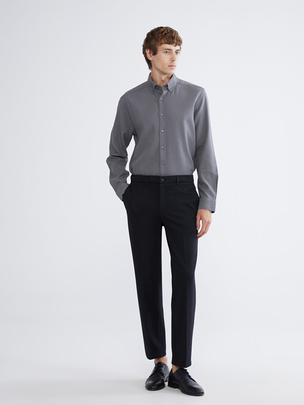 Petrol Regular Fit Armürlü Erkek Gömlek-1