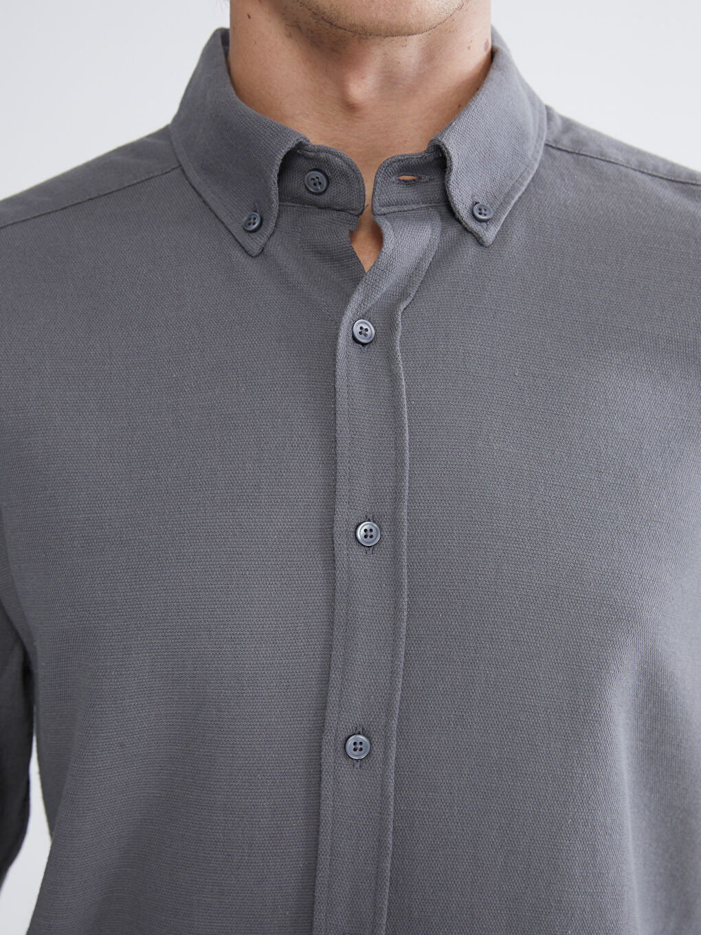 Petrol Regular Fit Armürlü Erkek Gömlek-2