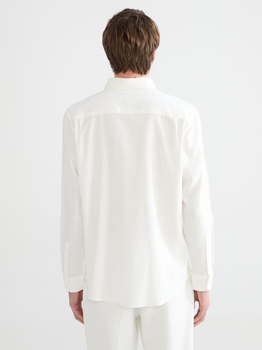 Ekru Regular Fit Armürlü Erkek Gömlek-3