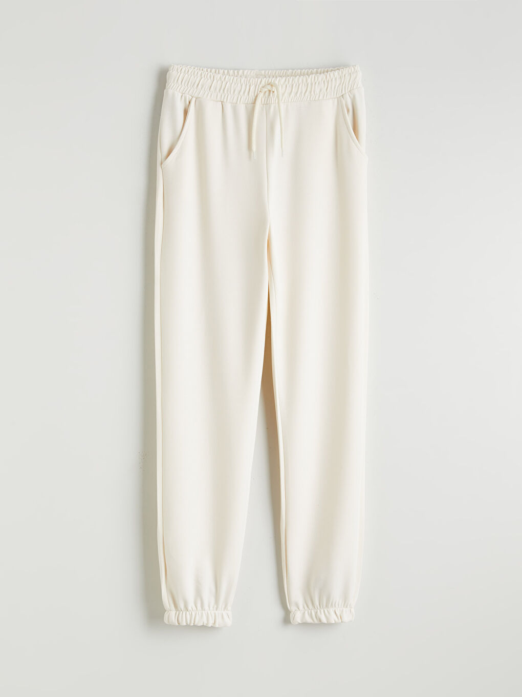 Ekru Beli Lastikli Kız Çocuk Jogger Eşofman Altı