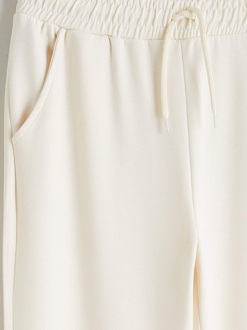 Ekru Beli Lastikli Kız Çocuk Jogger Eşofman Altı-1