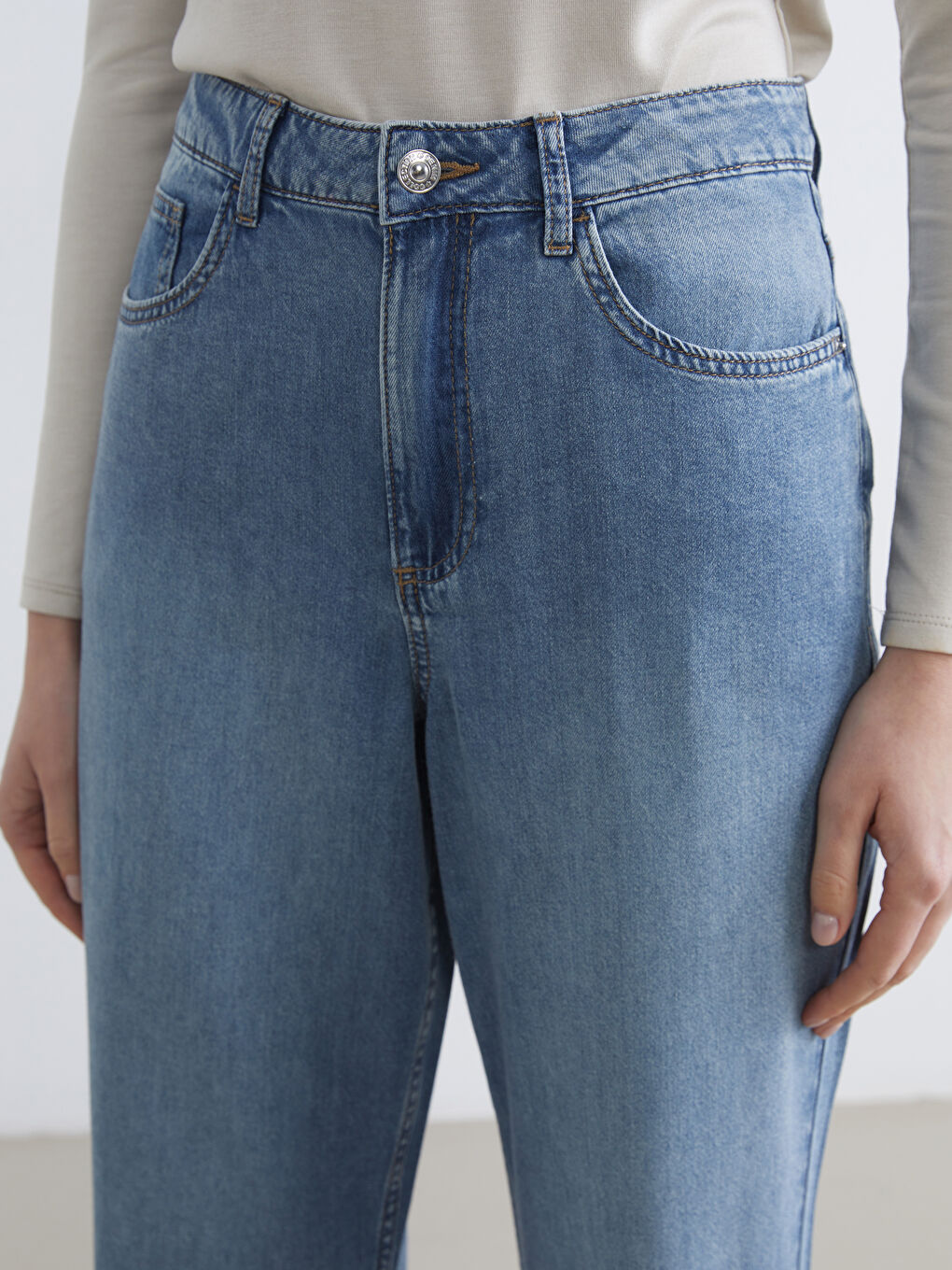 Straight Fit Kadın Jean Pantolon-2