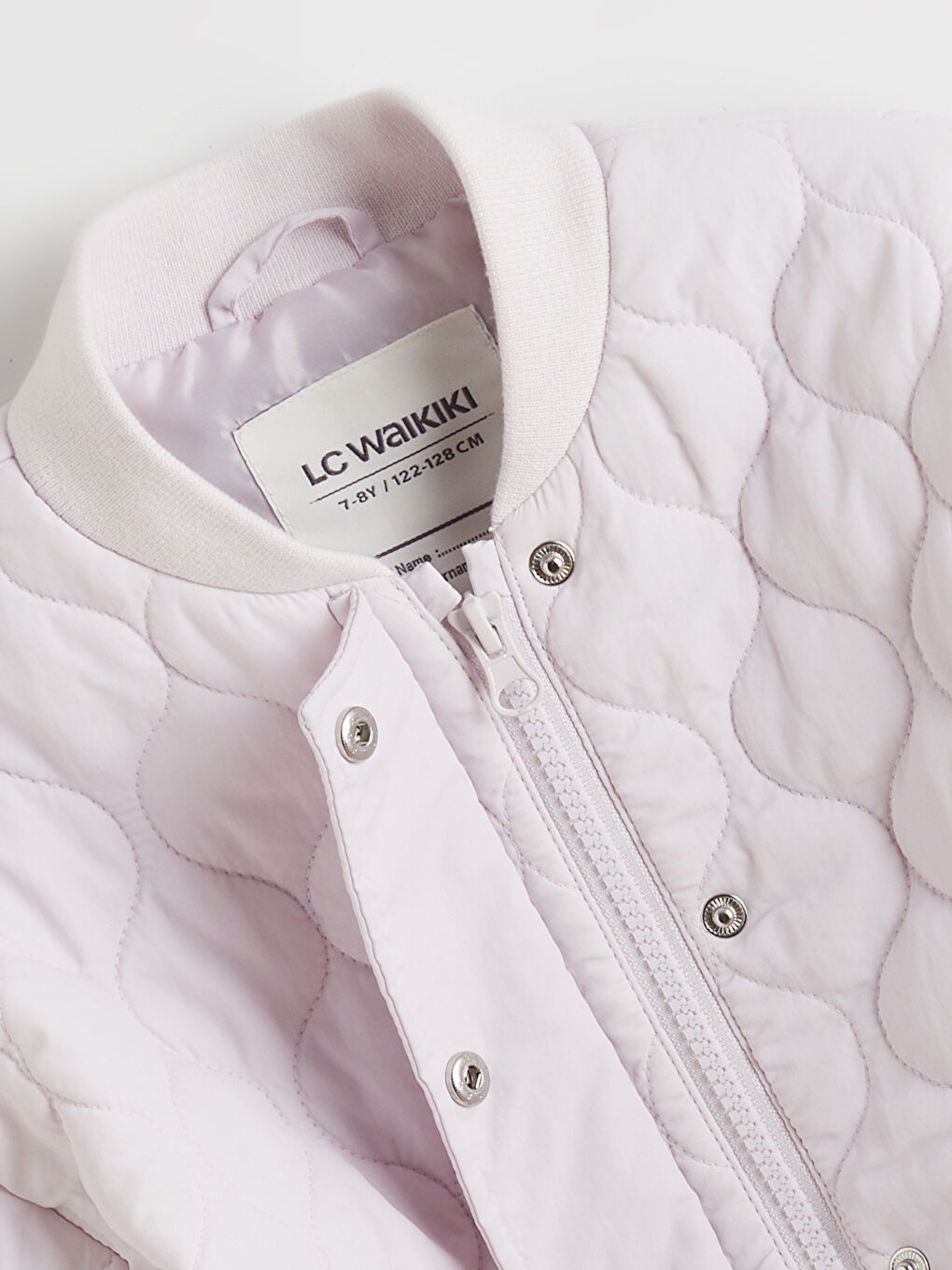 Lila Dik Yaka Kapitone Desenli Kız Çocuk Mont-1