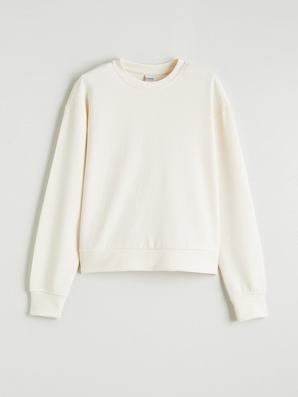 Ekru Bisiklet Yaka Kız Çocuk Soft Touch Sweatshirt