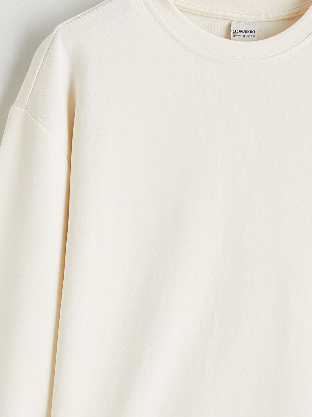 Ekru Bisiklet Yaka Kız Çocuk Soft Touch Sweatshirt-1