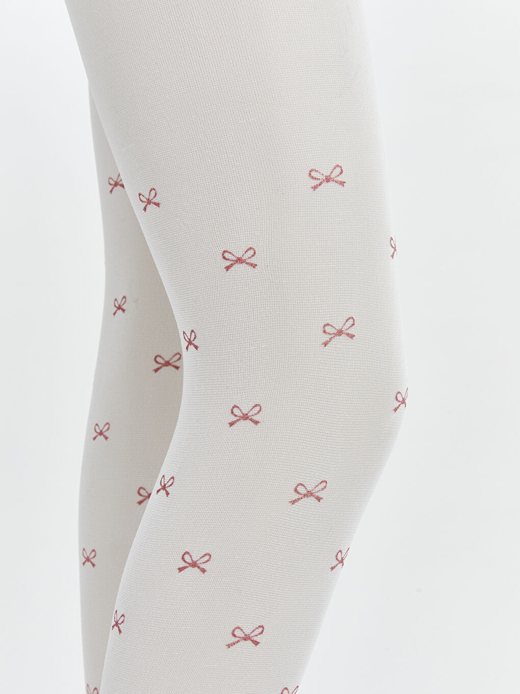 Beyaz Fiyonk Detaylı Kız Çocuk İnce Külotlu Çorap 2'li-1