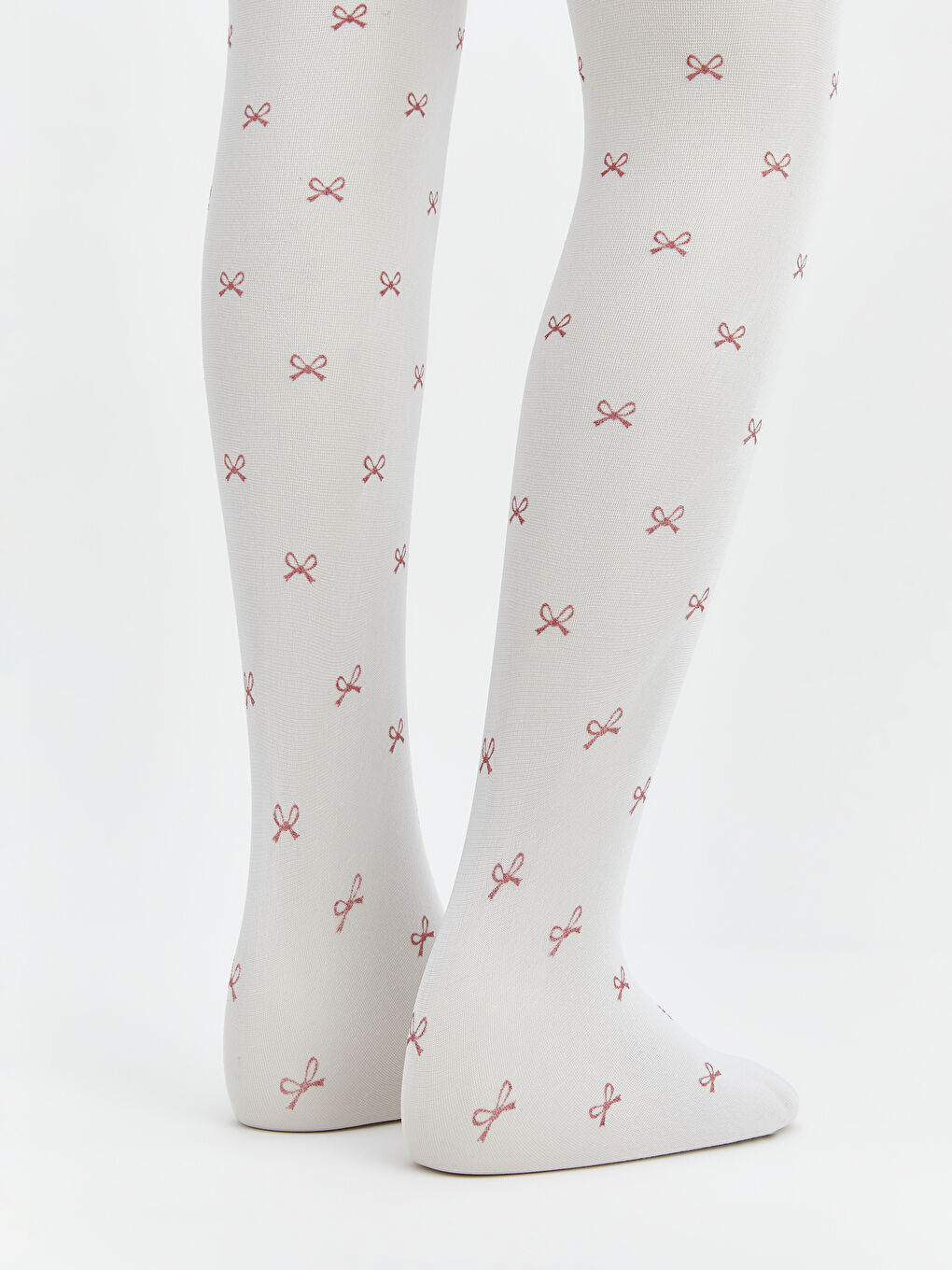 Beyaz Fiyonk Detaylı Kız Çocuk İnce Külotlu Çorap 2'li-2