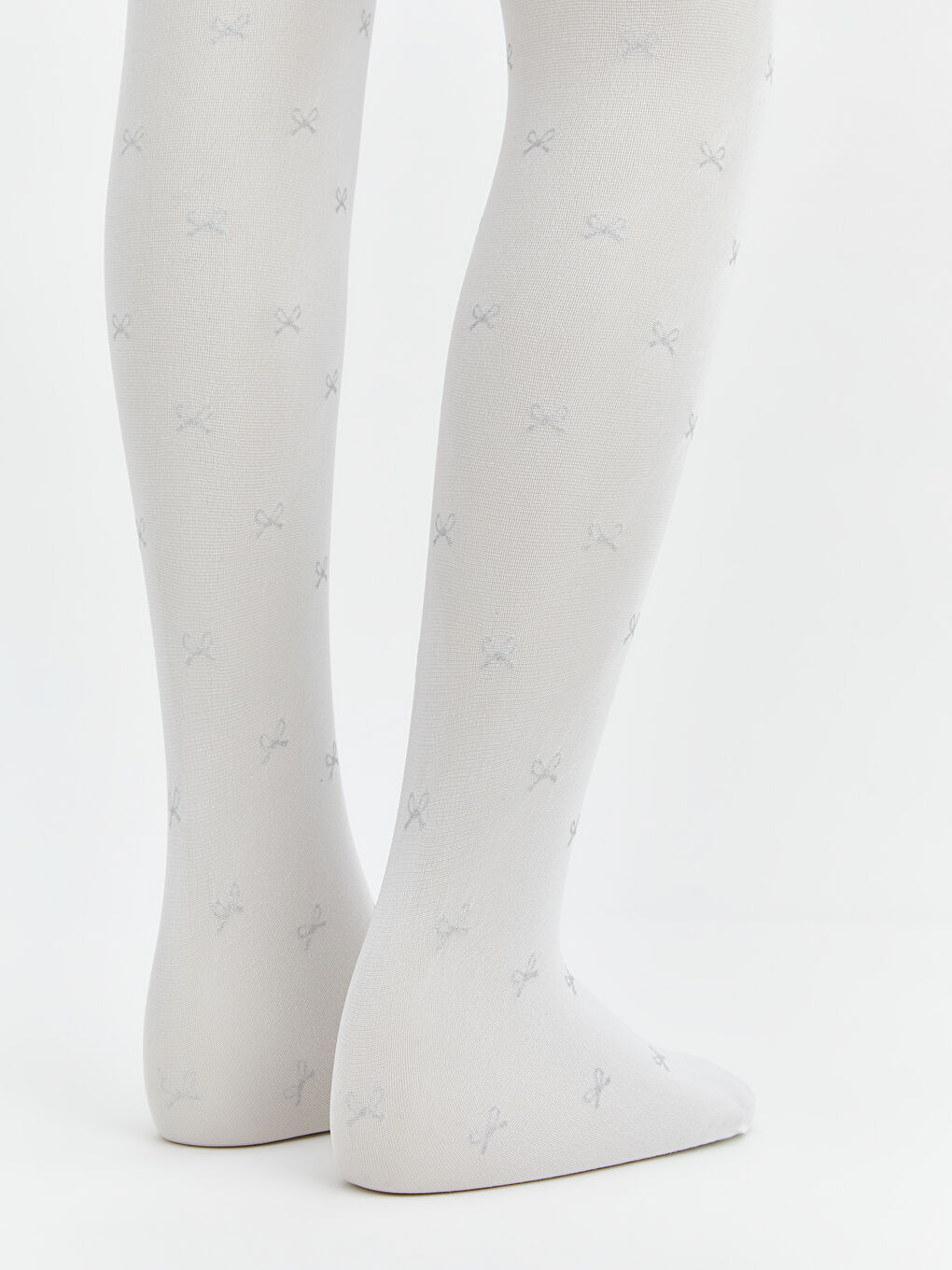 Beyaz Fiyonk Detaylı Kız Çocuk İnce Külotlu Çorap 2'li-3