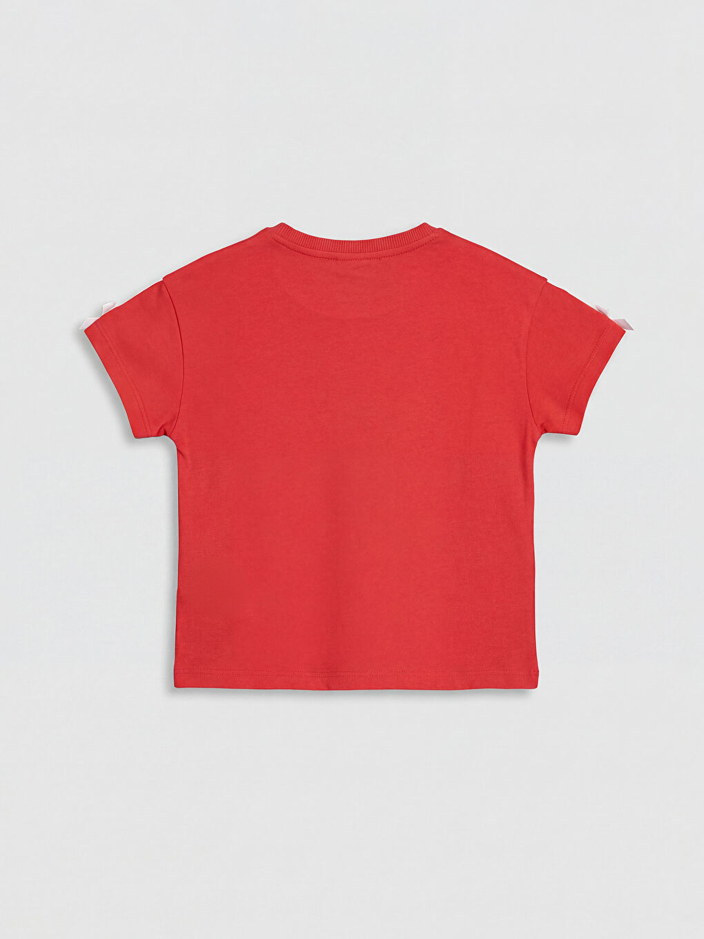 Kırmızı Bisiklet Yaka Baskılı Kız Çocuk Tişört 2'li-2