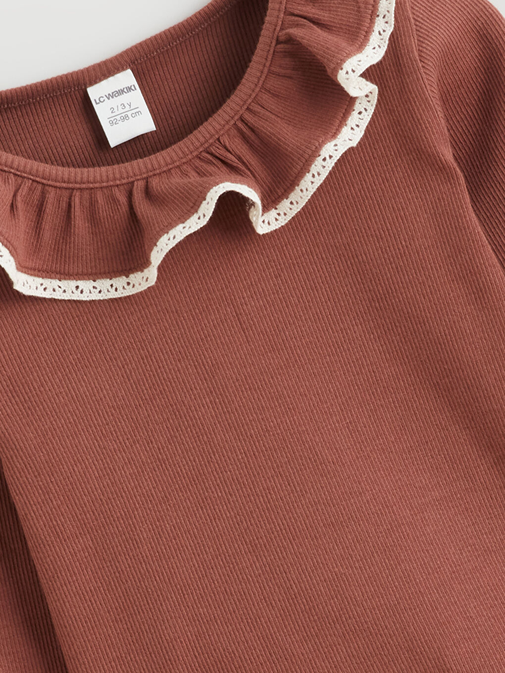 Kahverengi Uzun Kollu Kız Çocuk Tişört 2'li-5