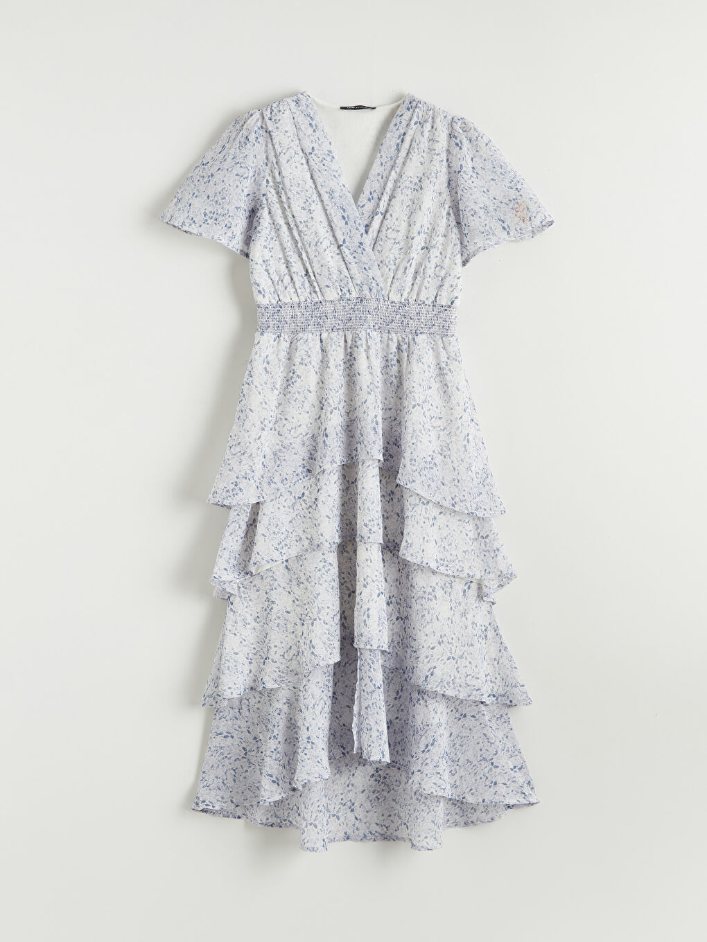 Double Breasted Floral Layered Chiffon Dress-4