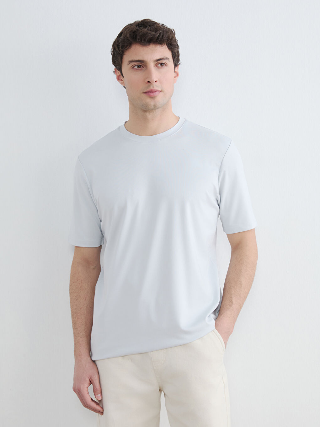 Gri Bisiklet Yaka Erkek Tişört