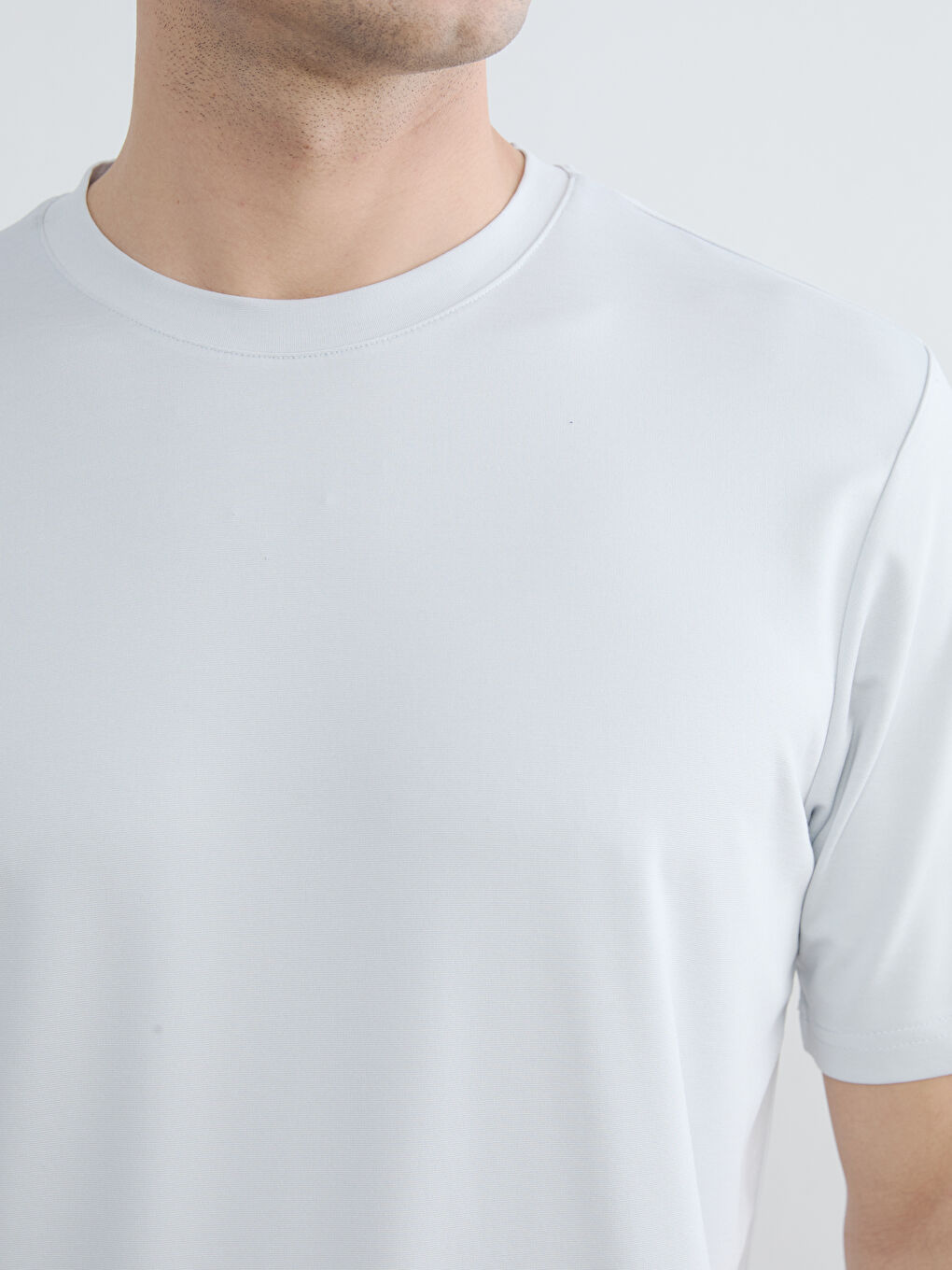 Gri Bisiklet Yaka Erkek Tişört-2