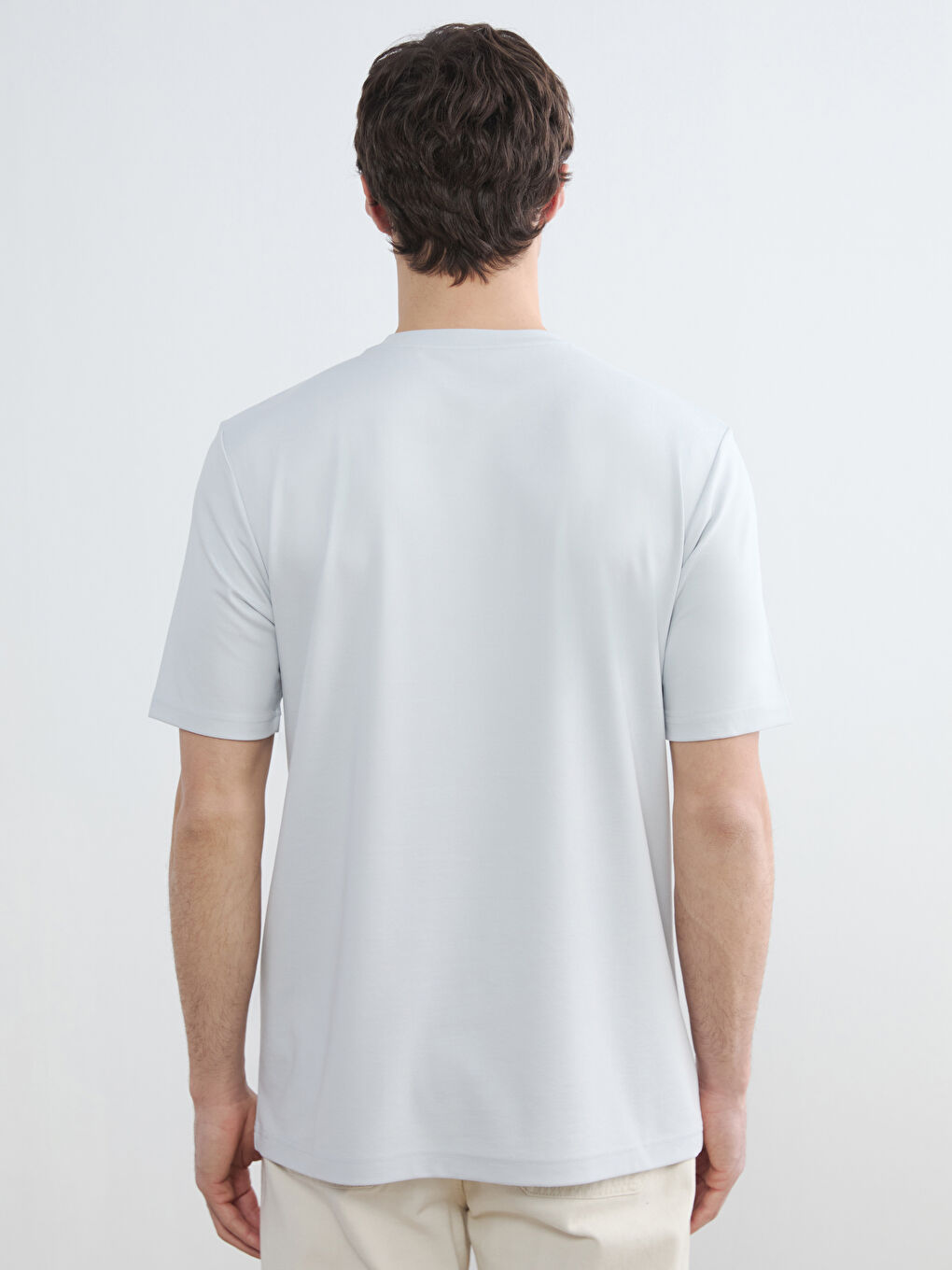 Gri Bisiklet Yaka Erkek Tişört-3