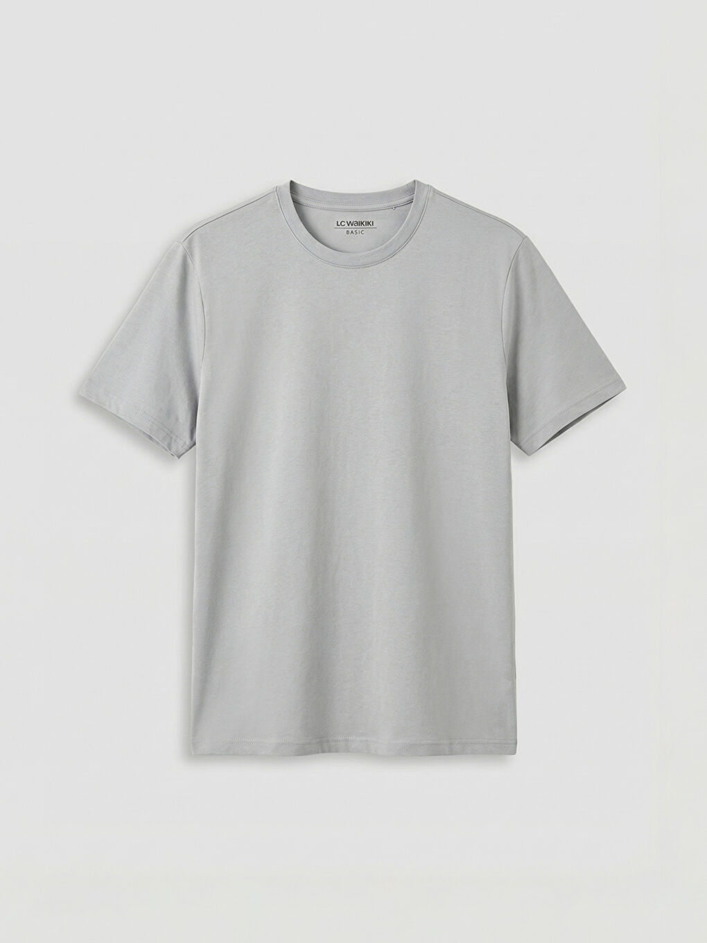 Gri Bisiklet Yaka Erkek Tişört