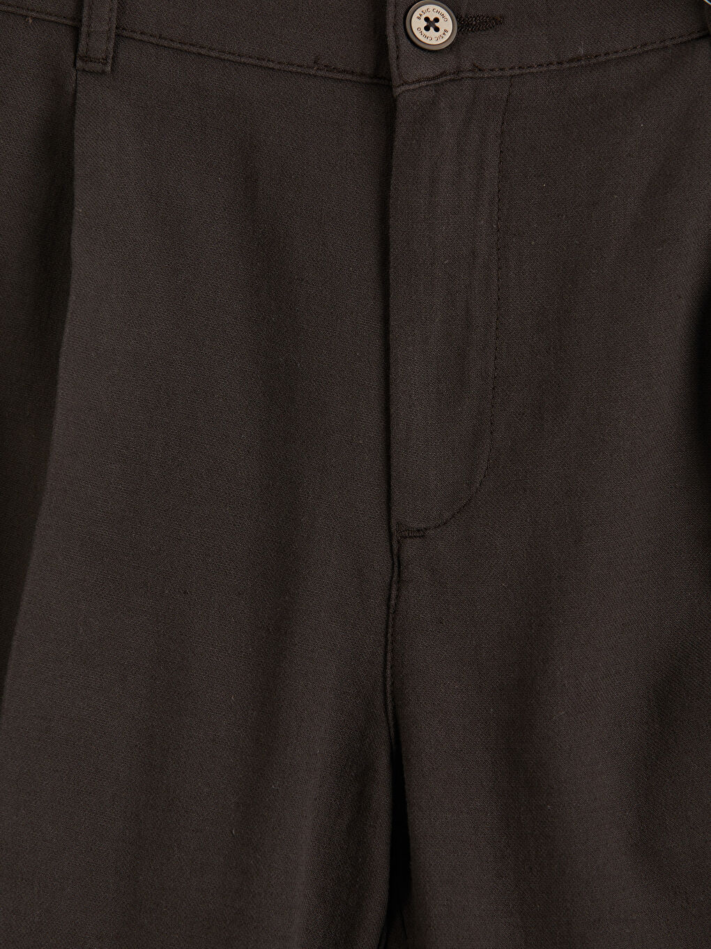 Kahverengi Standart Kalıp Erkek Chino Pantolon-1