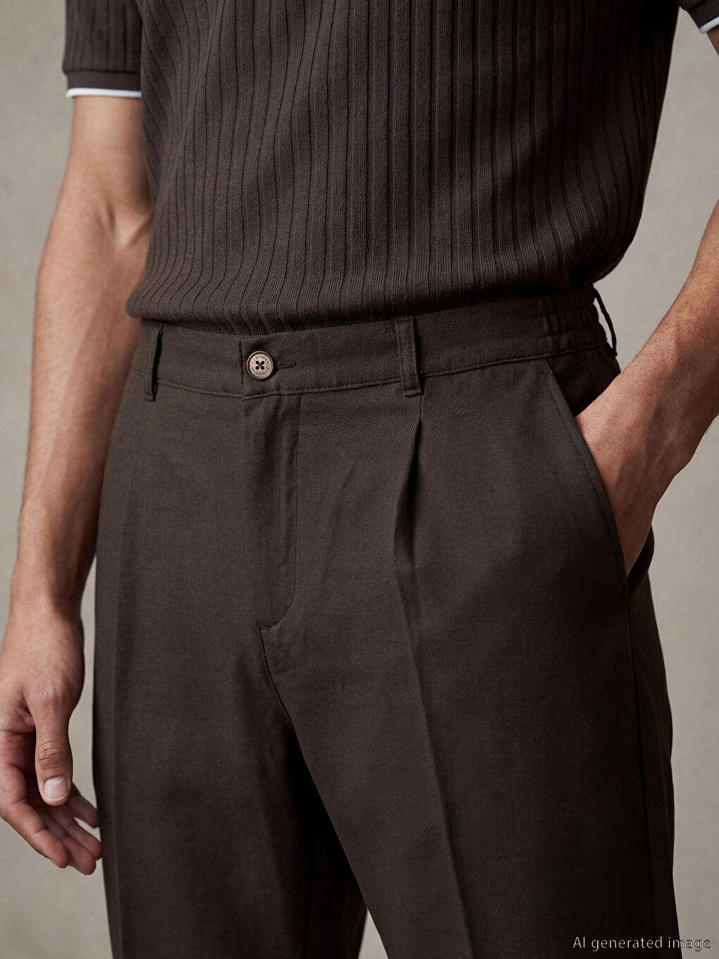 Kahverengi Regular Fit Erkek Chino Pantolon-4