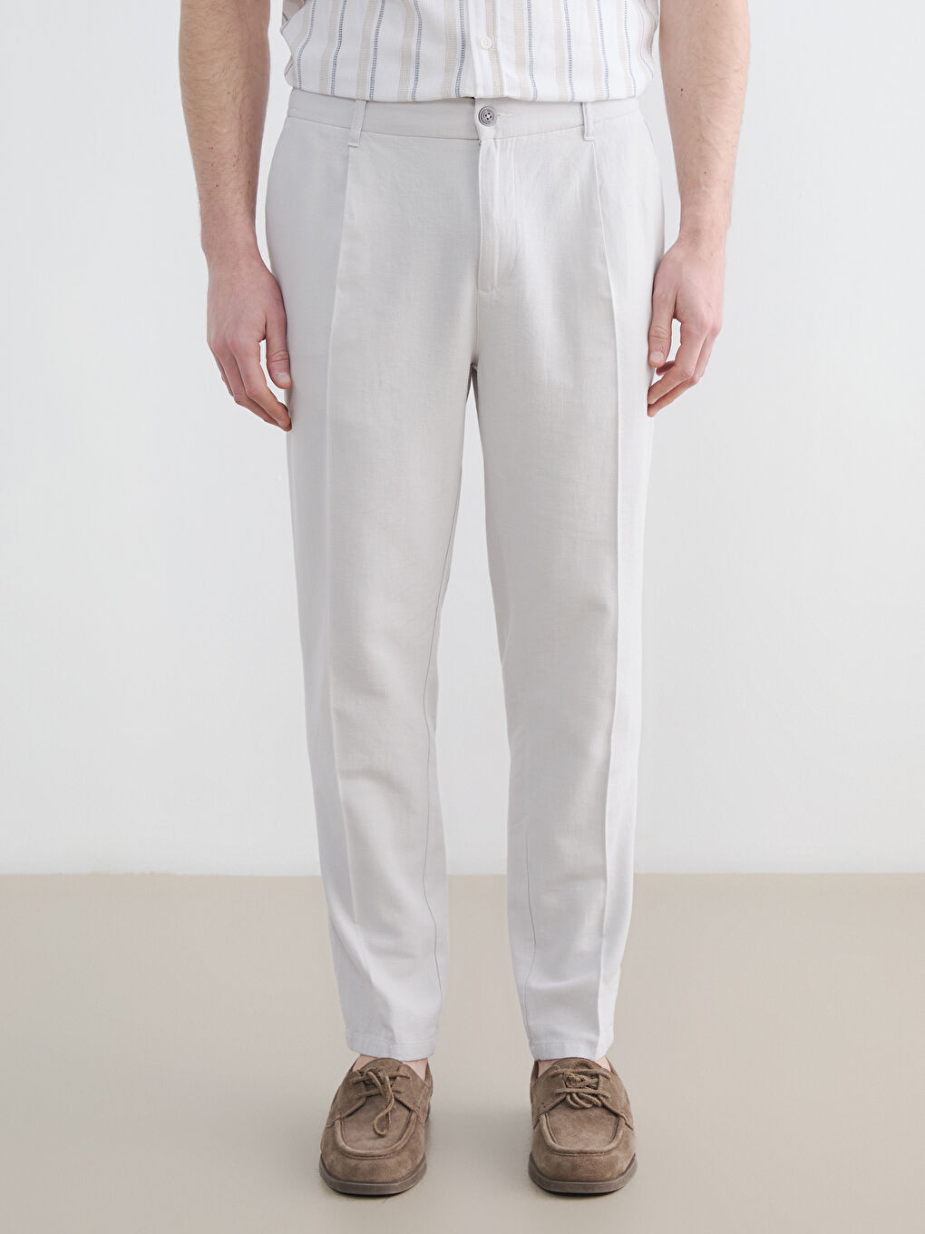 Gri Standart Kalıp Erkek Chino Pantolon-1